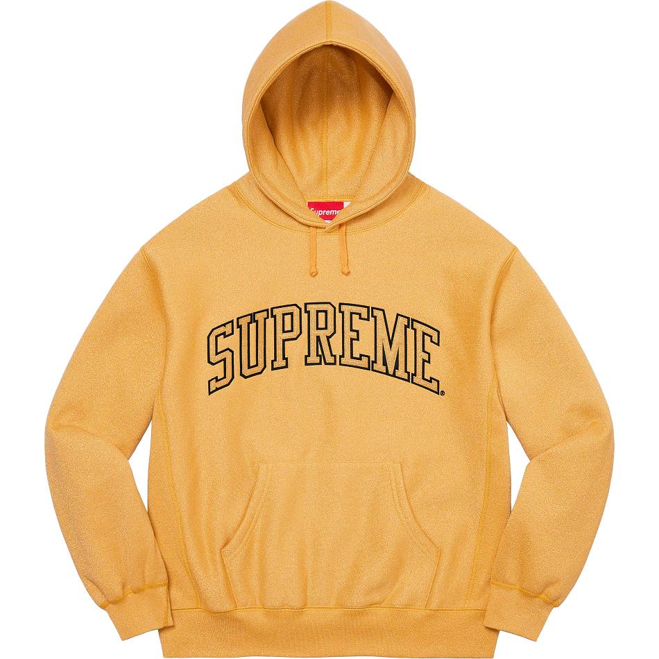 Gold Supreme Glitter Arc Hooded Sweatshirts | Supreme 332IS
